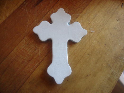 (image for) White Leather cross #LC203